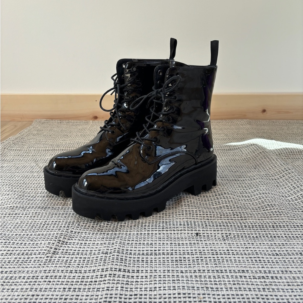 Lamoda Vegan Leather Combat Boots